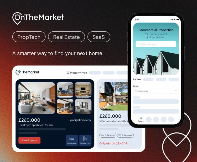 OnTheMarket case study: PropTech, Real Estate, SaaS. A smarter way to find your next home.