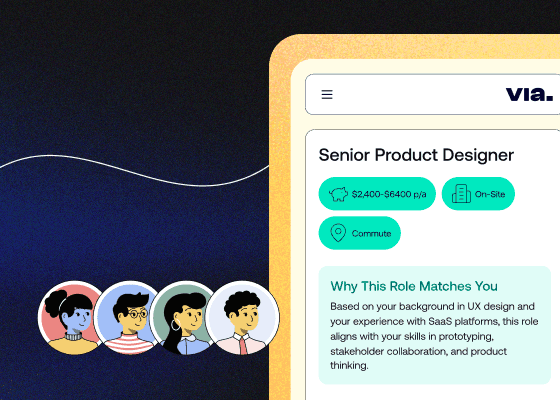 Via Match product screens
