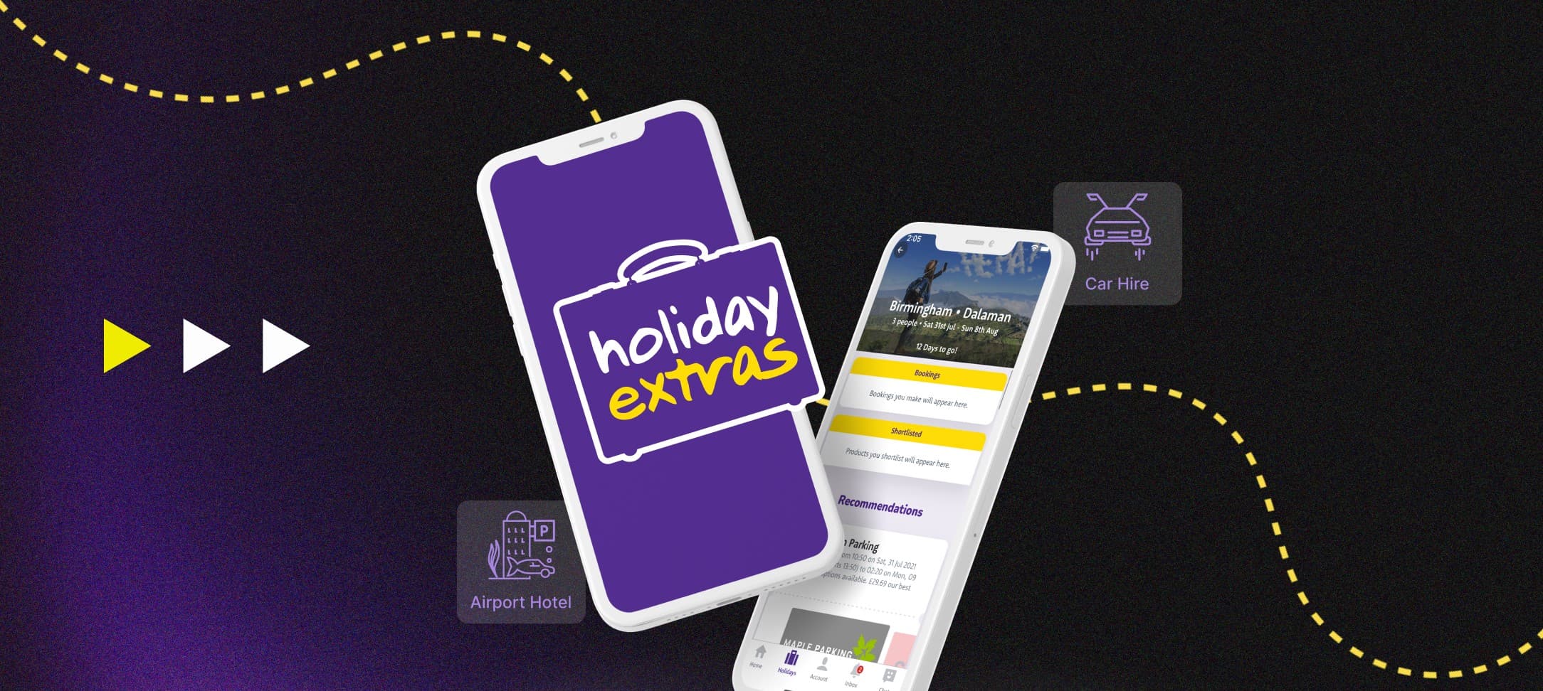 HolidayExtras product screens